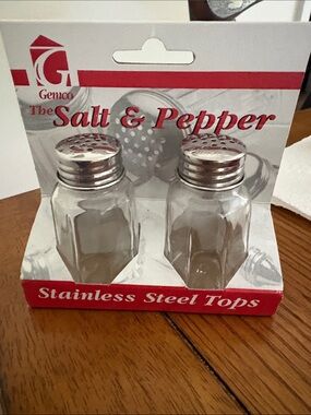 Gemco Salt & Pepper Shakers with Stainless Steel Tops - Clear Glass
